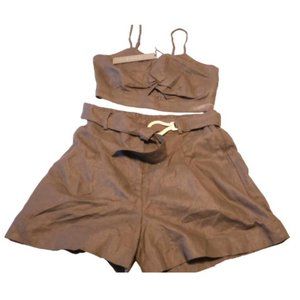 Set Of 2 Pairs Short and Cropped Brown  Size S